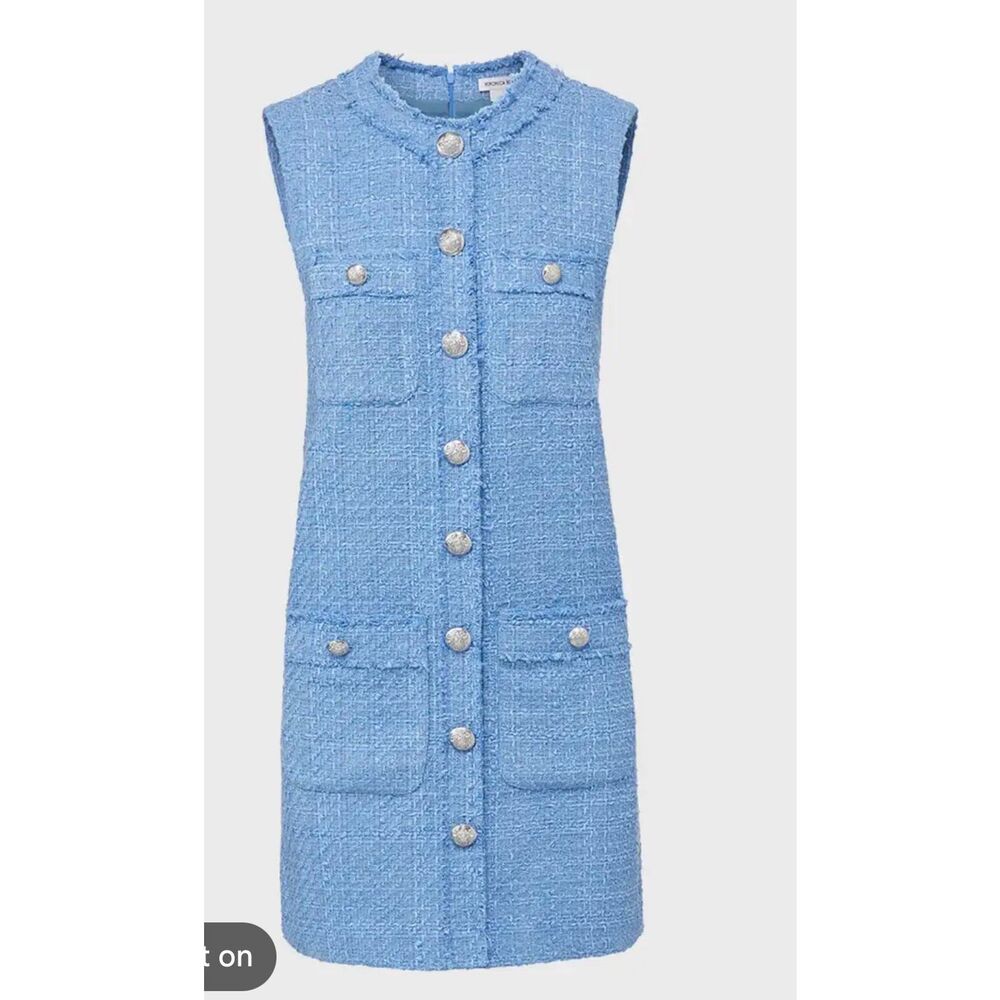 Veranica Beard Laurel Tweed mini shift dress sky blue 2 - Picture 11 of 16